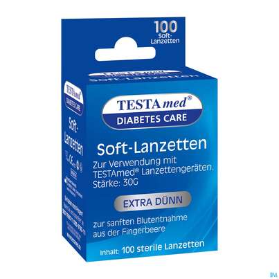 Sie sehen eine Packung Diagnostika U.zubehoer Testamed Advance Softlanzetten 100st, Produktbild: 03 Diagnostika U.zubehoer Testamed Advance Softlanzetten 100st, A-Nr.: 5441163 - 03