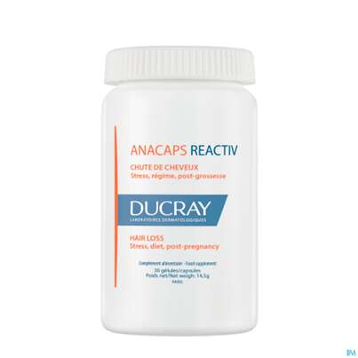 Sie sehen eine Packung Ducray Anacaps F.d.haar Haarausfall Kapseln Reaktiv23 30st, Produktbild: 06 Ducray Anacaps F.d.haar Haarausfall Kapseln Reaktiv23 30st, A-Nr.: 5744969 - 06