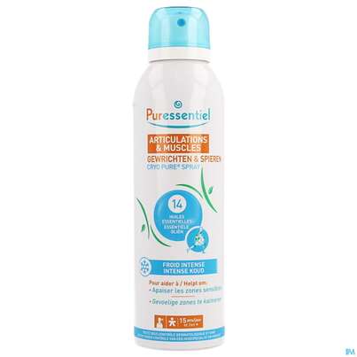 Sie sehen eine Packung Gelenk +muskel Puressentiel Cryo Pure Spray 150ml, Produktbild: 01 Gelenk +muskel Puressentiel Cryo Pure Spray 150ml, A-Nr.: 5608539 - 01