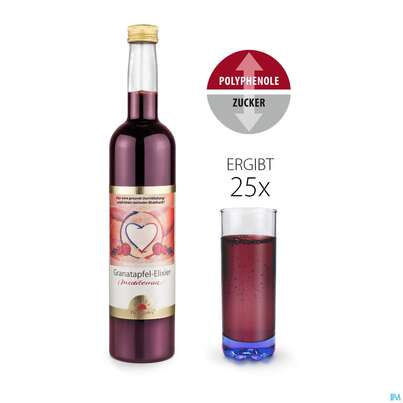Sie sehen eine Packung Granatapfel Elixier Dr.jacobs Mediterran 500ml, Produktbild: 01 Granatapfel Elixier Dr.jacobs Mediterran 500ml, A-Nr.: 4126784 - 01
