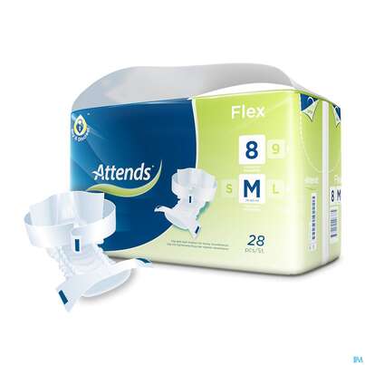 Sie sehen eine Packung Inkontinenz Attends Slip Flex M 8 28st, Produktbild: 05 Inkontinenz Attends Slip Flex M 8 28st, A-Nr.: 4271523 - 05