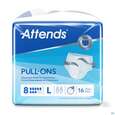 Sie sehen eine Packung Inkontinenz Attends Slip/einweghosen Pull Ons 8 L 16st, Produktbild: 02 Inkontinenz Attends Slip/einweghosen Pull Ons 8 L 16st, A-Nr.: 4257256 - 02