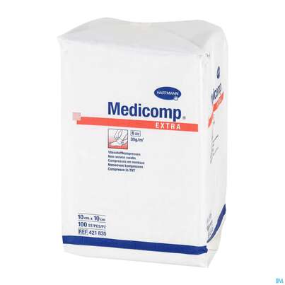 Kompressen Medicomp/extra Vliesstoff 6fach Unsteril 10x 10cm 100st, A-Nr.: 1652101 - 04