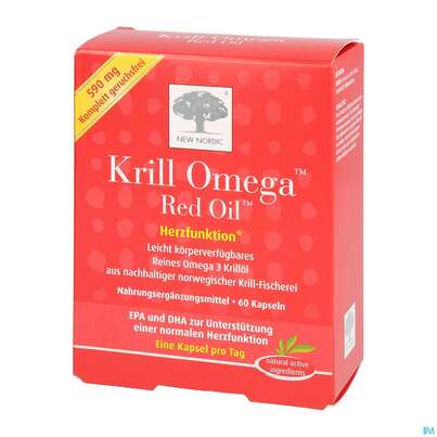 Sie sehen eine Packung Krill Kapseln -new Nordic Omega Red Oil 60st, Produktbild: 03 Krill Kapseln -new Nordic Omega Red Oil 60st, A-Nr.: 4139485 - 03