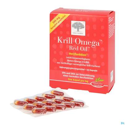 Sie sehen eine Packung Krill Kapseln -new Nordic Omega Red Oil 60st, Produktbild: 06 Krill Kapseln -new Nordic Omega Red Oil 60st, A-Nr.: 4139485 - 06