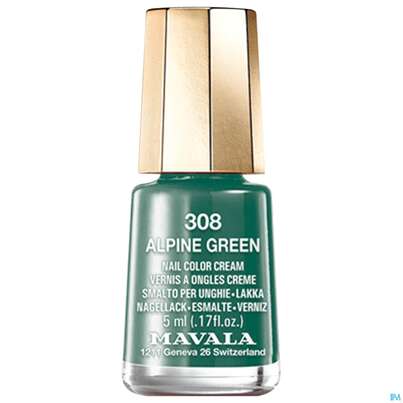 Sie sehen eine Packung Mavala Nagellacke 308 Alpine Green 5ml, Produktbild: 02 Mavala Nagellacke 308 Alpine Green 5ml, A-Nr.: 4263765 - 02
