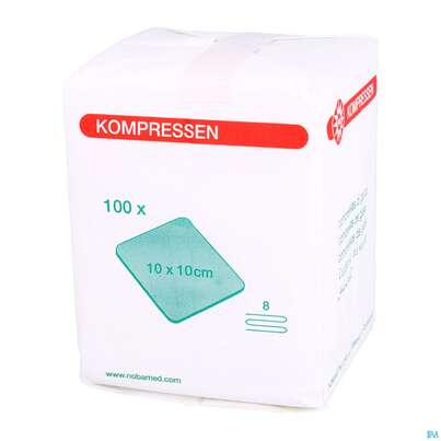 Sie sehen eine Packung Mullkompressen Noba 17faedig Unsteril 8fach 10x 10cm 100st, Produktbild: 02 Mullkompressen Noba 17faedig Unsteril 8fach 10x 10cm 100st, A-Nr.: 2336046 - 02