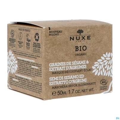 Sie sehen eine Packung Nuxe Bio Sesame Seeds+citrus Extrakt Radiance Detox Mask 50ml, Produktbild: 02 Nuxe Bio Sesame Seeds+citrus Extrakt Radiance Detox Mask 50ml, A-Nr.: 5607824 - 02