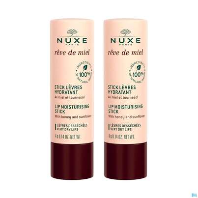 Sie sehen eine Packung Nuxe Reve De Miel Duo Lip Moist Stick 2x4g 1pk, Produktbild: 02 Nuxe Reve De Miel Duo Lip Moist Stick 2x4g 1pk, A-Nr.: 4920097 - 02