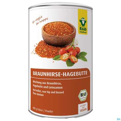 Sie sehen eine Packung Raab Bio Braunhirse-hagebutte Pulver 600g, Produktbild: 02 Raab Bio Braunhirse-hagebutte Pulver 600g, A-Nr.: 5168141 - 02