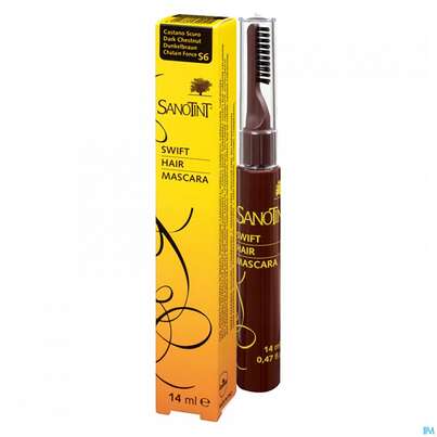 Sie sehen eine Packung Sanotint Haar Mascara S 6 Dunkelbraun 14ml, Produktbild: 01 Sanotint Haar Mascara S 6 Dunkelbraun 14ml, A-Nr.: 4273918 - 01