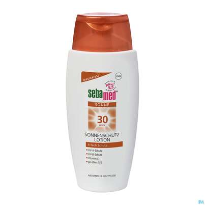 Sie sehen eine Packung Sonnenprodukte Sebamed Lotion Lsf30 150ml, Produktbild: 03 Sonnenprodukte Sebamed Lotion Lsf30 150ml, A-Nr.: 5054437 - 03
