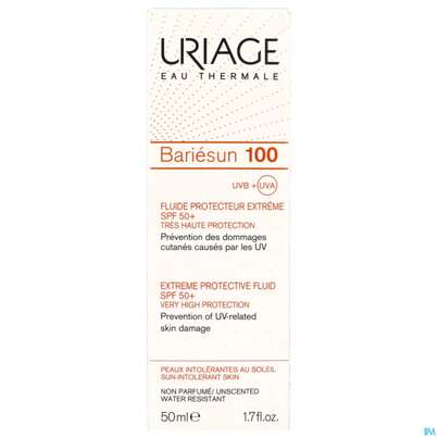 Sie sehen eine Packung Sonnenprodukte Uriage/bariesun Schutz-fluid Extrem 100 Spf50+ 50ml, Produktbild: 01 Sonnenprodukte Uriage/bariesun Schutz-fluid Extrem 100 Spf50+ 50ml, A-Nr.: 5617900 - 01