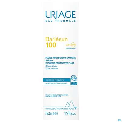 Sie sehen eine Packung Sonnenprodukte Uriage/bariesun Schutz-fluid Extrem 100 Spf50+ 50ml, Produktbild: 02 Sonnenprodukte Uriage/bariesun Schutz-fluid Extrem 100 Spf50+ 50ml, A-Nr.: 5617900 - 02