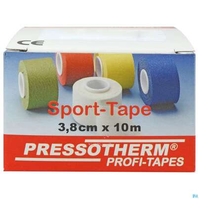 Sie sehen eine Packung Tape Pressotherm/sport-tape 3,8cmx 10m Reissfest Hautvertraegl Gruen 1st, Produktbild: 01 Tape Pressotherm/sport-tape 3,8cmx 10m Reissfest Hautvertraegl Gruen 1st, A-Nr.: 4251147 - 01