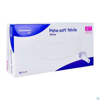 Sie sehen eine Packung Untersuchungshandschuhe Peha/soft/puderfrei Nitrile Unsteril White Xl 180st, Produktbild: 04 Untersuchungshandschuhe Peha/soft/puderfrei Nitrile Unsteril White Xl 180st, A-Nr.: 3994076 - 04