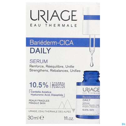 Sie sehen eine Packung Uriage Bariederm-cica Daily Serum 30ml, Produktbild: 01 Uriage Bariederm-cica Daily Serum 30ml, A-Nr.: 5617805 - 01