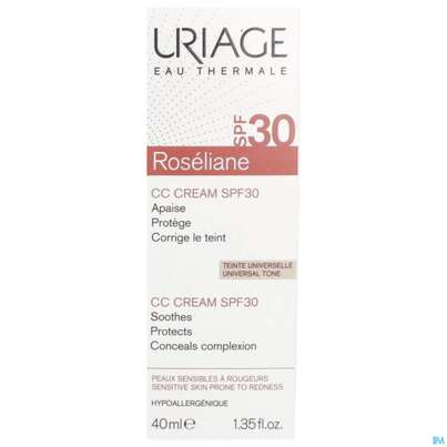 Sie sehen eine Packung Uriage Roseliane Cc Cream Gegen Roetungen Spf30 40ml, Produktbild: 01 Uriage Roseliane Cc Cream Gegen Roetungen Spf30 40ml, A-Nr.: 5618638 - 01