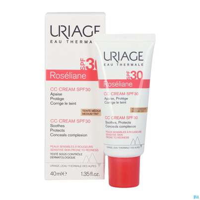 Sie sehen eine Packung Uriage Roseliane Cc Cream Gegen Roetungen Spf30 40ml, Produktbild: 07 Uriage Roseliane Cc Cream Gegen Roetungen Spf30 40ml, A-Nr.: 5618638 - 07