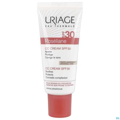 Sie sehen eine Packung Uriage Roseliane Cc Cream Gegen Roetungen Spf30 40ml, Produktbild: 08 Uriage Roseliane Cc Cream Gegen Roetungen Spf30 40ml, A-Nr.: 5618638 - 08