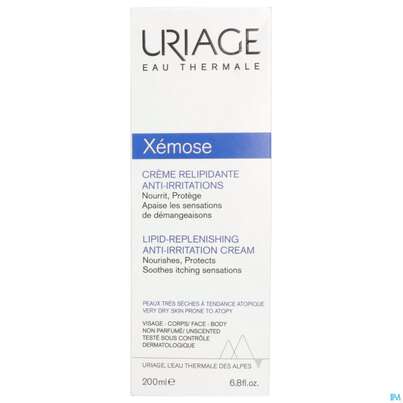 Sie sehen eine Packung Uriage Xemose Reizungslindernde Lipidaufbau-creme 200ml, Produktbild: 01 Uriage Xemose Reizungslindernde Lipidaufbau-creme 200ml, A-Nr.: 5618839 - 01