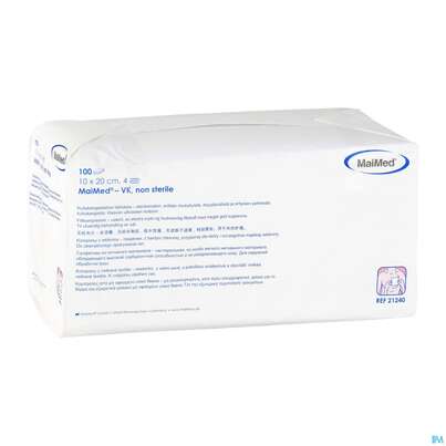 Sie sehen eine Packung Vlieskompressen 4fach Unsteril 10x 20cm Maimed 100st, Produktbild: 02 Vlieskompressen 4fach Unsteril 10x 20cm Maimed 100st, A-Nr.: 4795864 - 02