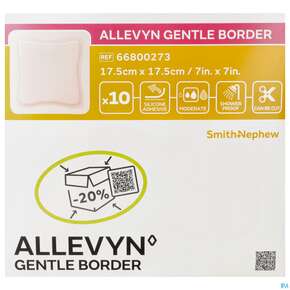 Wundauflagen Allevyn Gentle Border Haftend +silikonkleber 17,5x17,5cm 10st, A-Nr.: 3748093 - 01