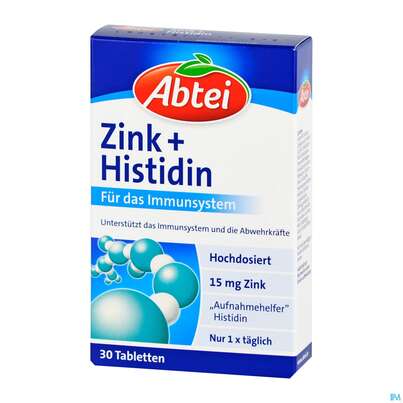 Sie sehen eine Packung Zink Tabl +histidin Abtei 50000 30st, Produktbild: 01 Zink Tabl +histidin Abtei 50000 30st, A-Nr.: 5616912 - 01