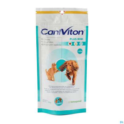 Sie sehen eine Packung Veterinaerprodukte Caniviton Mini Chews Plus 90st, Produktbild: 01 Veterinaerprodukte Caniviton Mini Chews Plus 90st, A-Nr.: 4185657 - 01