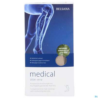 Sie sehen eine Packung Stuetzstruempfe Belsana/medical/aloe Vera Ad Knie Gr M4 45-47 Beige 2st, Produktbild: 01 Stuetzstruempfe Belsana/medical/aloe Vera Ad Knie Gr M4 45-47 Beige 2st, A-Nr.: 5226275 - 01