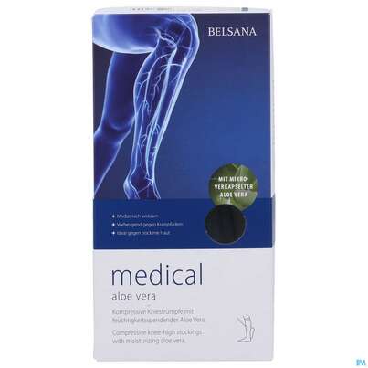 Sie sehen eine Packung Stuetzstruempfe Belsana/medical/aloe Vera Ad Knie Gr S2 39-41 Marine 2st, Produktbild: 01 Stuetzstruempfe Belsana/medical/aloe Vera Ad Knie Gr S2 39-41 Marine 2st, A-Nr.: 5225755 - 01