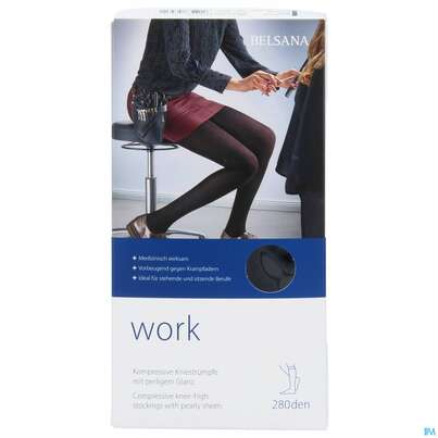 Sie sehen eine Packung Stuetzstruempfe Belsana/work Ad Knie Gr S Nachtblau 2st, Produktbild: 01 Stuetzstruempfe Belsana/work Ad Knie Gr S Nachtblau 2st, A-Nr.: 5225100 - 01