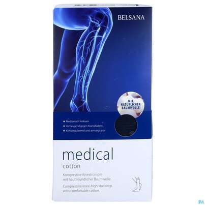 Sie sehen eine Packung Stuetzstruempfe Belsana/medical Cotton Ad Knie Gr M3 42-44 Marine 2st, Produktbild: 01 Stuetzstruempfe Belsana/medical Cotton Ad Knie Gr M3 42-44 Marine 2st, A-Nr.: 5223348 - 01