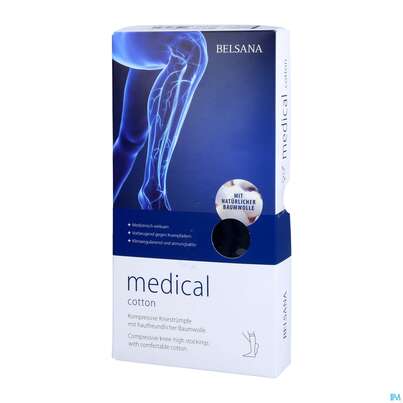 Sie sehen eine Packung Stuetzstruempfe Belsana/medical Cotton Ad Knie Gr M3 42-44 Marine 2st, Produktbild: 02 Stuetzstruempfe Belsana/medical Cotton Ad Knie Gr M3 42-44 Marine 2st, A-Nr.: 5223348 - 02