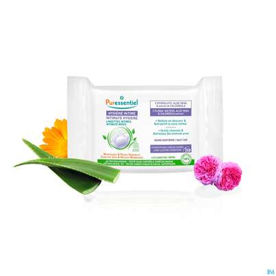 Sie sehen eine Packung Puressentiel Intimpflege Tuecher 25st, Produktbild: 03 Puressentiel Intimpflege Tuecher 25st, A-Nr.: 5839285 - 03