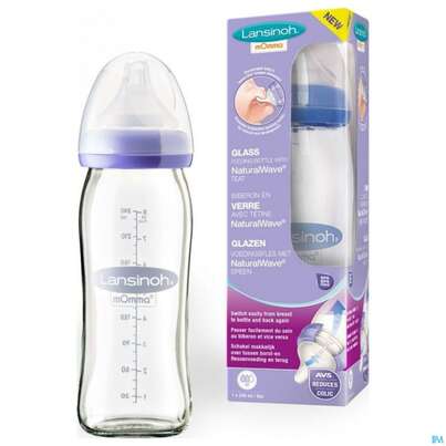 Saugflaschen -lansinoh/baby +sauger M Weithals Natural Wave 240ml Pp Medium Flow 1st, A-Nr.: 4241166 - 05