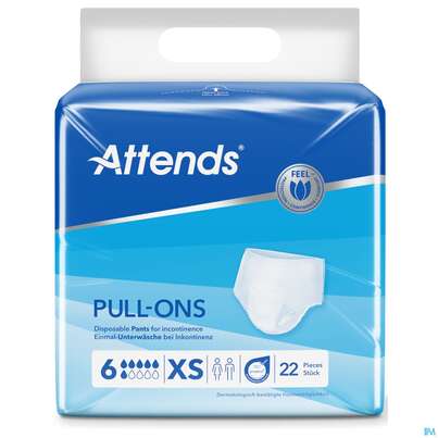 Sie sehen eine Packung Inkontinenz Attends Einmalhosen Pull-ons Pants Xs 22st, Produktbild: 01 Inkontinenz Attends Einmalhosen Pull-ons Pants Xs 22st, A-Nr.: 5630102 - 01