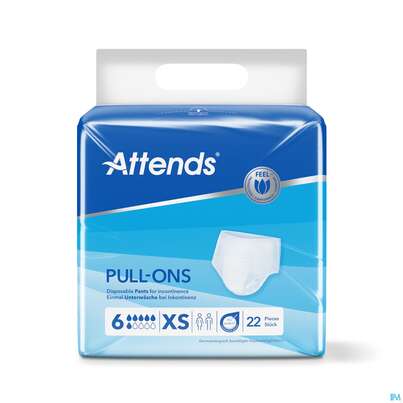Sie sehen eine Packung Inkontinenz Attends Einmalhosen Pull-ons Pants Xs 22st, Produktbild: 03 Inkontinenz Attends Einmalhosen Pull-ons Pants Xs 22st, A-Nr.: 5630102 - 03