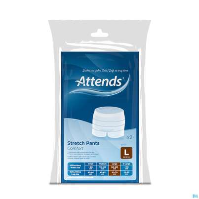 Sie sehen eine Packung Inkontinenz Attends Stretch/pants Comfort Fixierhosen L 3st, Produktbild: 01 Inkontinenz Attends Stretch/pants Comfort Fixierhosen L 3st, A-Nr.: 4039594 - 01