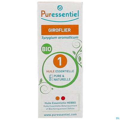 Sie sehen eine Packung Aetherische Oele Puressentiel/bio Gewuerznelke 5ml, Produktbild: 01 Aetherische Oele Puressentiel/bio Gewuerznelke 5ml, A-Nr.: 4934159 - 01