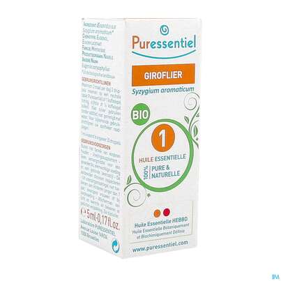Sie sehen eine Packung Aetherische Oele Puressentiel/bio Gewuerznelke 5ml, Produktbild: 03 Aetherische Oele Puressentiel/bio Gewuerznelke 5ml, A-Nr.: 4934159 - 03