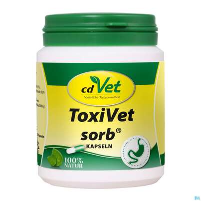 Sie sehen eine Packung Veterinaerprodukte Toxivet Sorb Kapseln 200st, Produktbild: 01 Veterinaerprodukte Toxivet Sorb Kapseln 200st, A-Nr.: 4778707 - 01