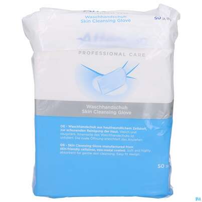 Sie sehen eine Packung Waschhandschuhe Attends Professional Care Unfoliert Dry Mitts 1000st, Produktbild: 01 Waschhandschuhe Attends Professional Care Unfoliert Dry Mitts 1000st, A-Nr.: 5185352 - 01
