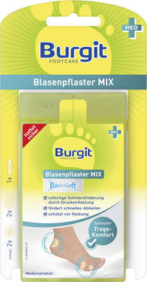 Sie sehen eine Packung Burgit Blasen Pflaster Mix, Produktbild: 01 Burgit Blasen Pflaster Mix, A-Nr.: 4448447 - 01