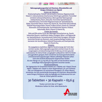 Sie sehen eine Packung Doppelherz system SCHWANGERE + MÜTTER VEGAN KINDERWUNSCH BIS STILLZEIT, Produktbild: 03 Doppelherz system SCHWANGERE + MÜTTER VEGAN KINDERWUNSCH BIS STILLZEIT, A-Nr.: 5686999 - 03