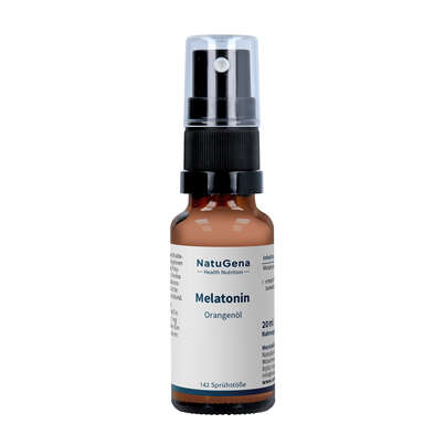 Sie sehen eine Packung NatuGena Melatonin 20 ml, Produktbild: 01 NatuGena Melatonin 20 ml, A-Nr.: 5814799 - 01