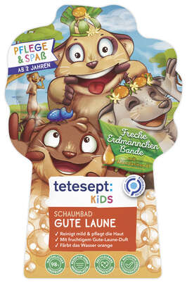 Sie sehen eine Packung Tetesept Kids Schaumbad Gute Laune 40ml, Produktbild: 01 Tetesept Kids Schaumbad Gute Laune 40ml, A-Nr.: 5759445 - 01