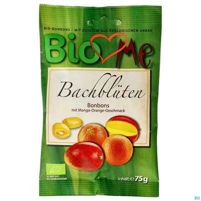 Sie sehen eine Packung Bio Loves Me Bachblueten Bonbons Mango-orange 75g, Produktbild: 01 Bio Loves Me Bachblueten Bonbons Mango-orange 75g, A-Nr.: 4733892 - 01
