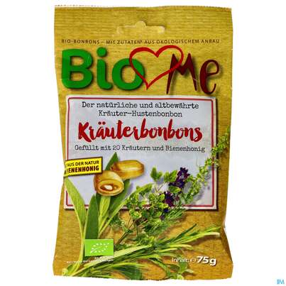 Sie sehen eine Packung Bio Love Me Bonbons Kraeuter 75g, Produktbild: 01 Bio Love Me Bonbons Kraeuter 75g, A-Nr.: 4139350 - 01