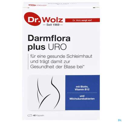 Sie sehen eine Packung Darmflora Plus Dr.wolz Uro Kapseln Nr 60520 40st, Produktbild: 01 Darmflora Plus Dr.wolz Uro Kapseln Nr 60520 40st, A-Nr.: 5186707 - 01